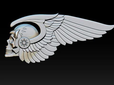 Gothic Winged Skull Relief for Jewelry 3D Print Model