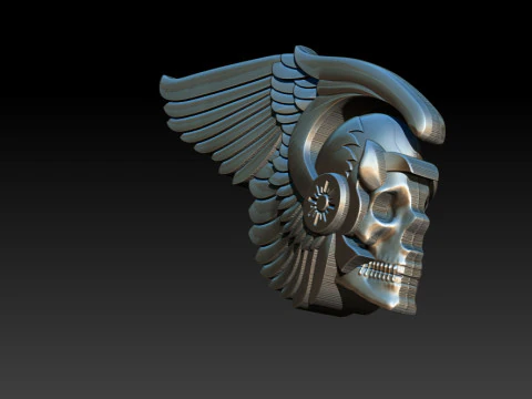 Gothic Winged Skull Relief for Jewelry 3D Print Model