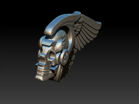 Gothic Winged Skull Relief for Jewelry 3D Print Model