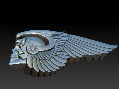 Gothic Winged Skull Relief for Jewelry 3D Print Model