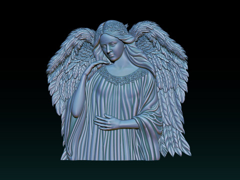 İlahi Melek 3D R&ouml;lyef Anıtı Mezar Taşı Heykeli 3D Baskı Modeli