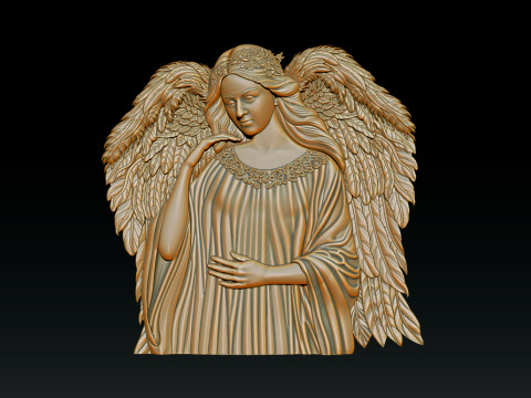 İlahi Melek 3D R&ouml;lyef Anıtı Mezar Taşı Heykeli 3D Baskı Modeli