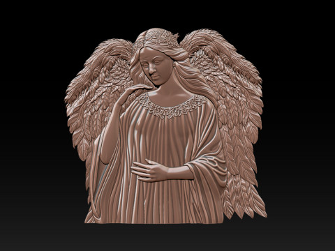 İlahi Melek 3D R&ouml;lyef Anıtı Mezar Taşı Heykeli 3D Baskı Modeli