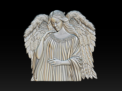 İlahi Melek 3D R&ouml;lyef Anıtı Mezar Taşı Heykeli 3D Baskı Modeli
