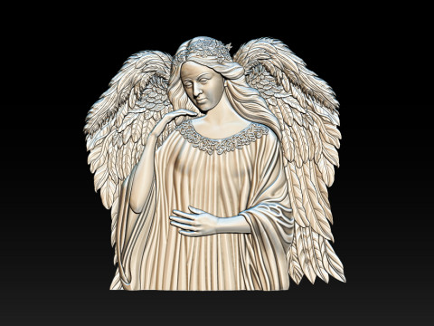 İlahi Melek 3D R&ouml;lyef Anıtı Mezar Taşı Heykeli 3D Baskı Modeli