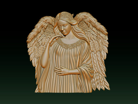 İlahi Melek 3D R&ouml;lyef Anıtı Mezar Taşı Heykeli 3D Baskı Modeli