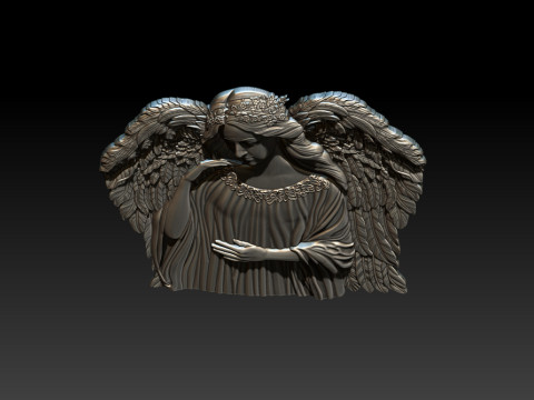 İlahi Melek 3D R&ouml;lyef Anıtı Mezar Taşı Heykeli 3D Baskı Modeli
