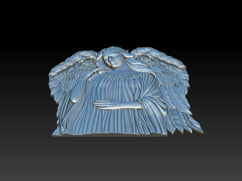 İlahi Melek 3D R&ouml;lyef Anıtı Mezar Taşı Heykeli 3D Baskı Modeli