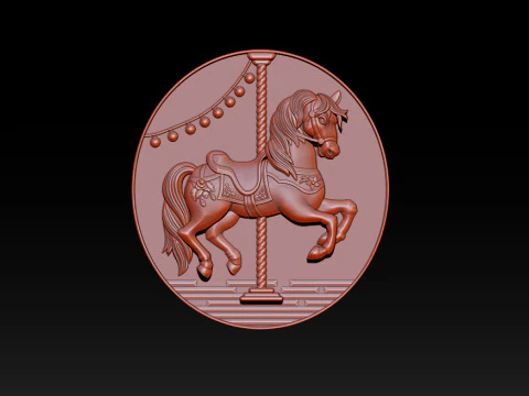Caprichoso Carrusel Caballo 25D Relieve Modelo de impresión 3D