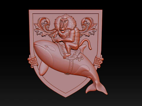 Skurriles Pavianreiten-Orca-Wappen 3D Druckmodell