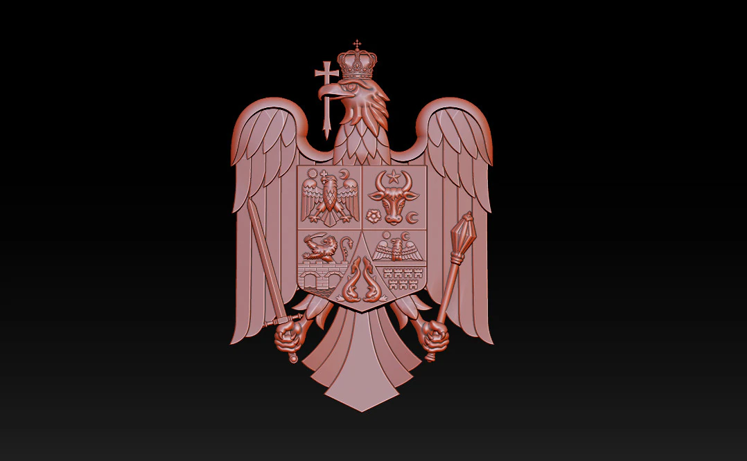 Royal Eagle Coat of Arms Relief 3D Print Model .c4d .max .obj .3ds .fbx .stl .blend 