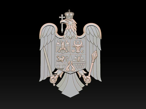 Royal Eagle Coat of Arms Relief 3D Print Model