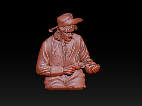 Wild-West-Cowboy 3D-Relief 3D Druckmodell