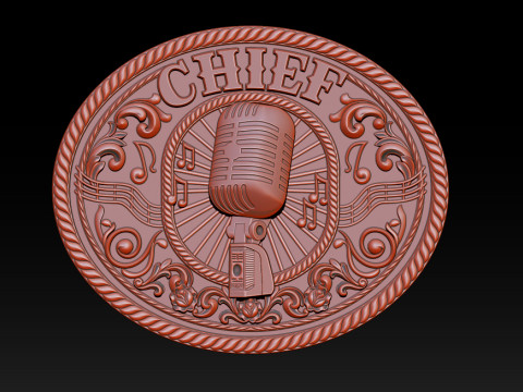 CHIEF Music Emblem Relief Vintage Microphone mod&egrave;le 3D CNC Modèles 3D en vedette