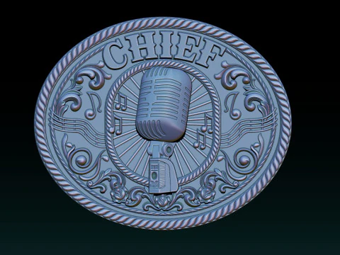 CHIEF Music Emblem Relief Vintage Microphone 3D CNC Model 3D Print Model