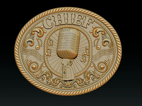 CHIEF Music Emblem Relief Vintage Microphone 3D CNC Model 3D Print Model
