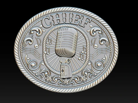CHIEF Music Emblem Relief Vintage Microphone 3D CNC Model 3D Print Model