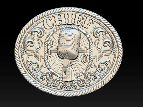 CHIEF Music Emblem Relief Vintage Microphone 3D CNC Model 3D Print Model