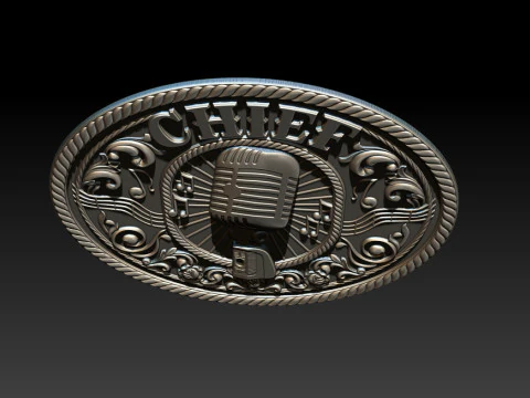 CHIEF Music Emblem Relief Vintage Microphone 3D CNC Model 3D Print Model