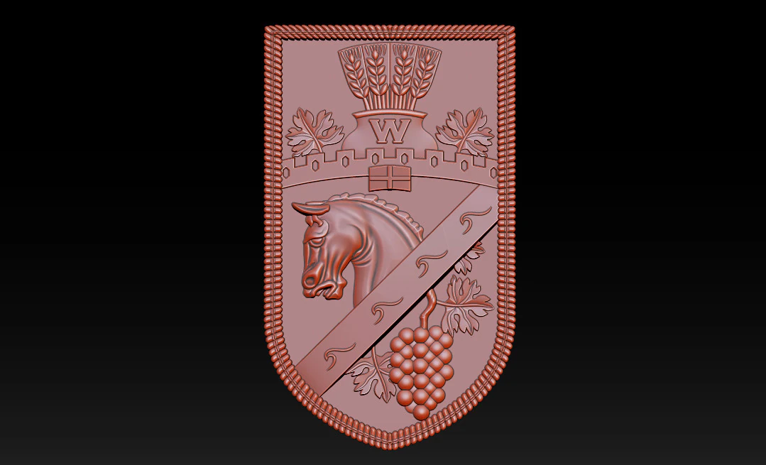 Heraldic Shield Crest CNC Relief 3D Print Model .c4d .max .obj .3ds .fbx .stl .blend 