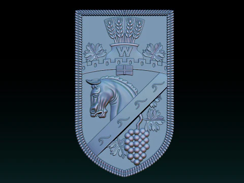 Heraldic Shield Crest CNC Relief 3D Print Model