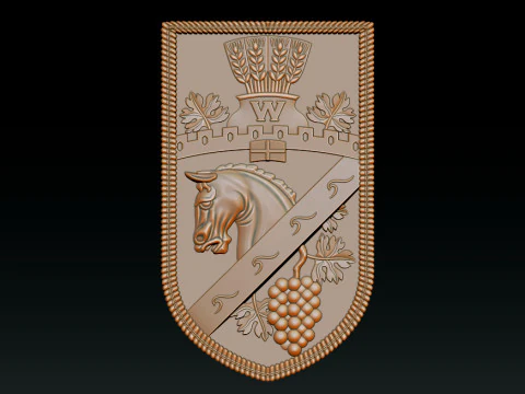 Heraldic Shield Crest CNC Relief 3D Print Model