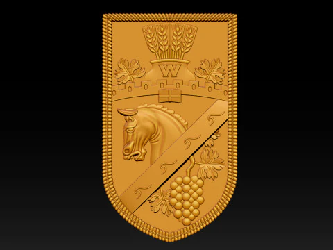 Heraldic Shield Crest CNC Relief 3D Print Model