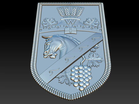 Heraldic Shield Crest CNC Relief 3D Print Model