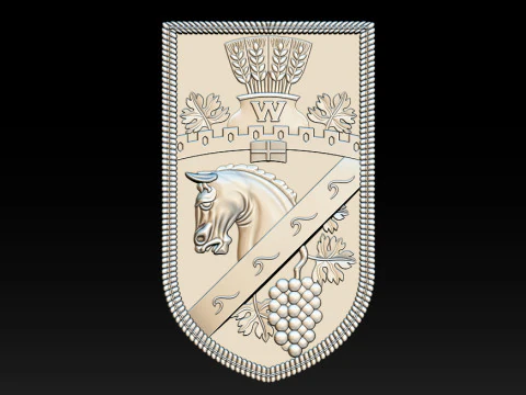 Heraldic Shield Crest CNC Relief 3D Print Model