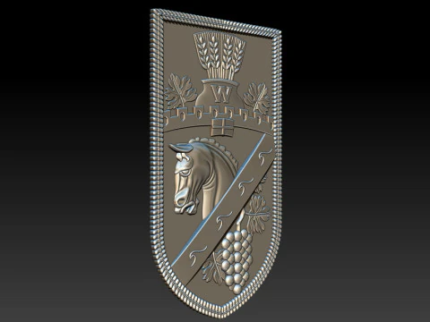 Heraldic Shield Crest CNC Relief 3D Print Model