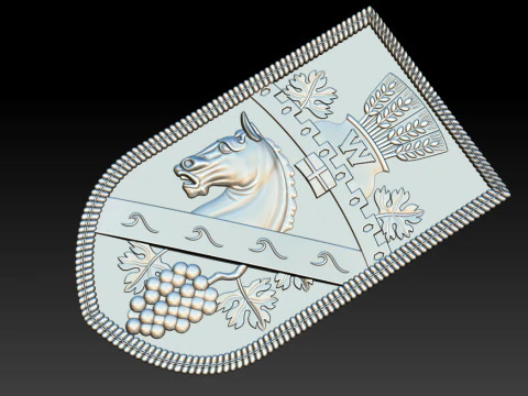 Heraldic Shield Crest CNC Relief 3D Print Model