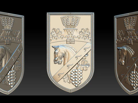 Heraldic Shield Crest CNC Relief 3D Print Model