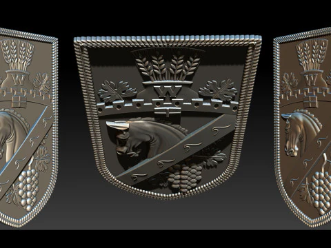 Heraldic Shield Crest CNC Relief 3D Print Model