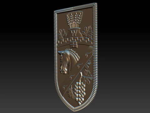 Heraldic Shield Crest CNC Relief 3D Print Model