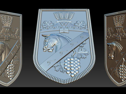 Heraldic Shield Crest CNC Relief 3D Print Model