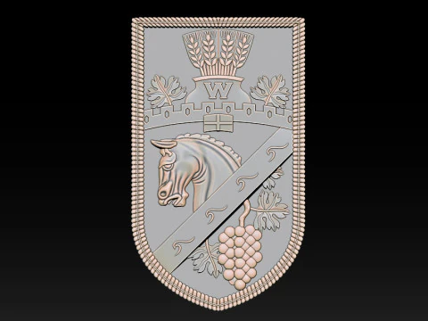Heraldic Shield Crest CNC Relief 3D Print Model