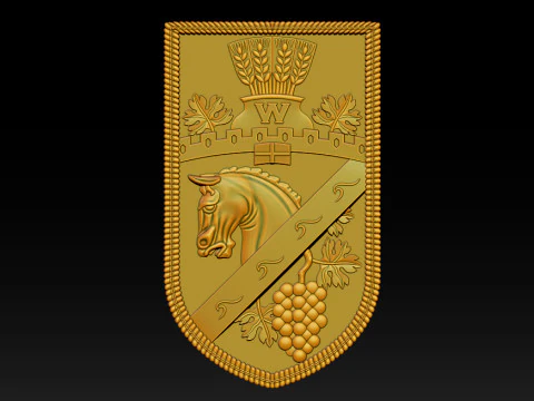 Heraldic Shield Crest CNC Relief 3D Print Model