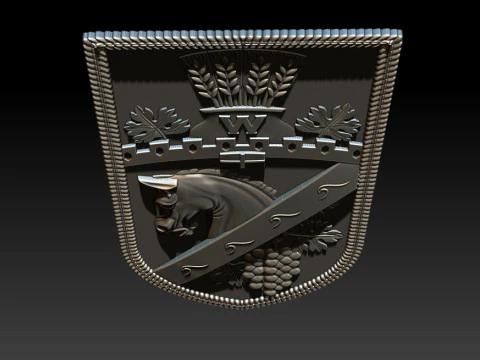Heraldic Shield Crest CNC Relief 3D Print Model