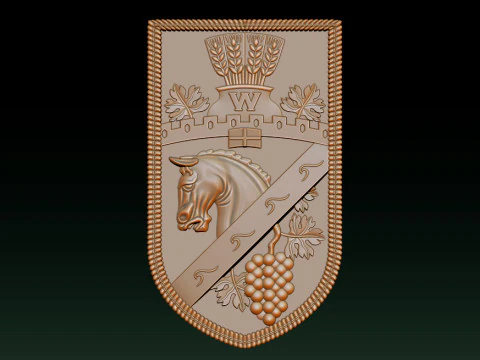 Heraldic Shield Crest CNC Relief 3D Print Model