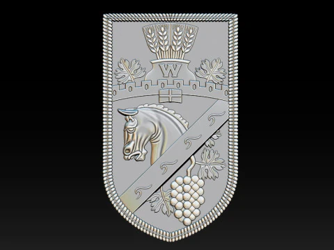 Heraldic Shield Crest CNC Relief 3D Print Model
