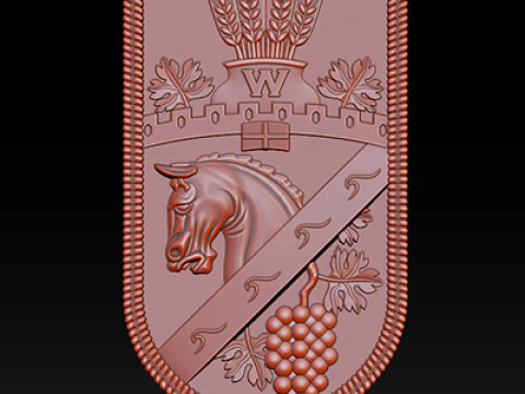 Heraldic Shield Crest CNC Relief 3D Print Model