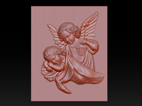 Schutzengel mit Kind CNC-Relief 3D Druckmodell