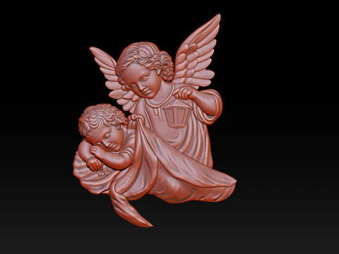 Ange gardien avec enfant CNC Relief 1 Modèles 3D en vedette