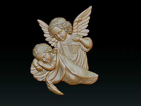 Ange gardien avec enfant CNC Relief 1 Modèles 3D en vedette
