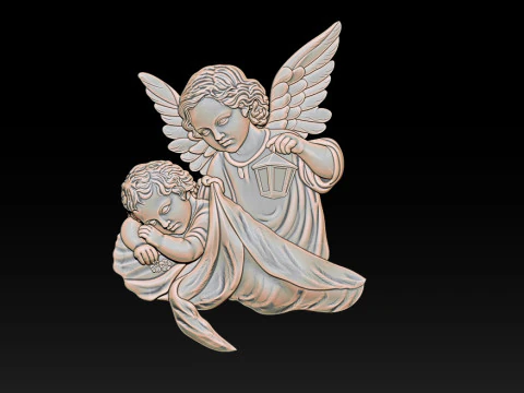 Ange gardien avec enfant CNC Relief 1 Modèles 3D en vedette