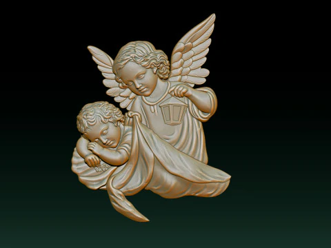 Ange gardien avec enfant CNC Relief 1 Modèles 3D en vedette