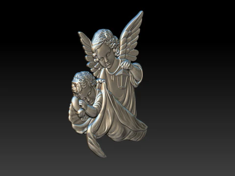 Ange gardien avec enfant CNC Relief 1 Modèles 3D en vedette