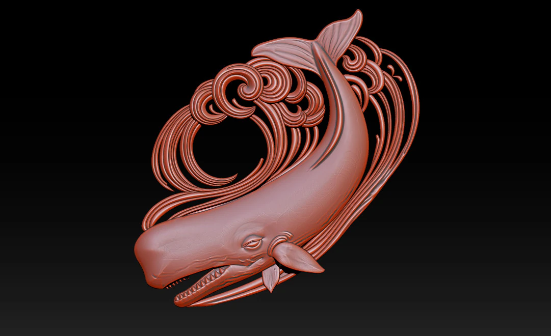 Decorative Whale CNC Relief 1 3D Print Model .c4d .max .obj .3ds .fbx .stl .blend 
