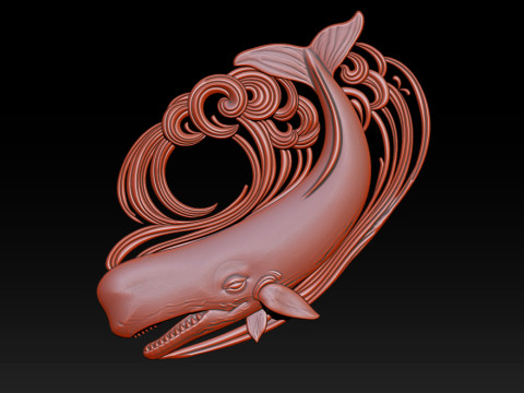장식용 고래 CNC 릴리프 1 3D 프린트 모델