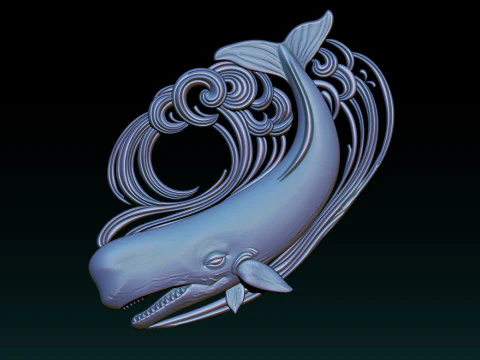 Decorative Whale CNC Relief 1 3D Print Model